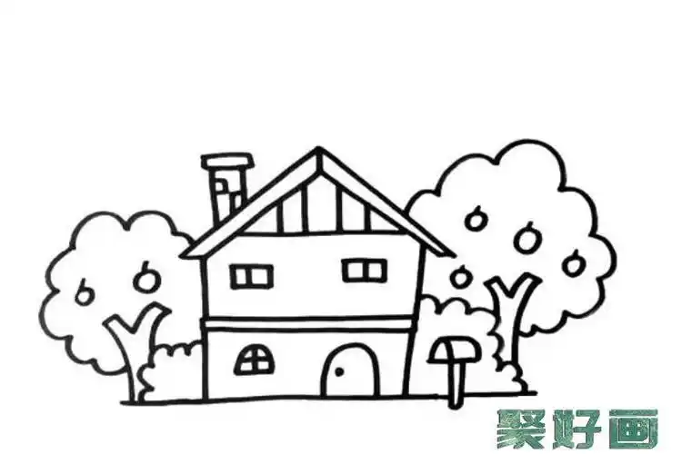 简笔画房子树山 简笔画图片大全-蒲城教育文学网