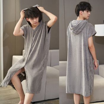 卢寇浴巾男款裹巾可穿式可裹睡袍大毛巾男士专用吸水速干家用斗篷浴袍