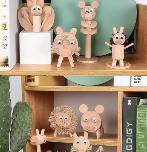 幼儿园diy亲子木玩立体儿童手工制作材料包创意动物原木质半成品榉木