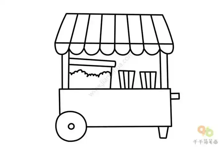 小车里面卖小吃简笔画