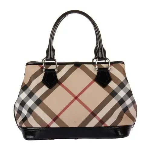 (博柏利)卡其色经典格子pvc手提包