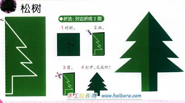 松树的幼儿剪纸图解教学