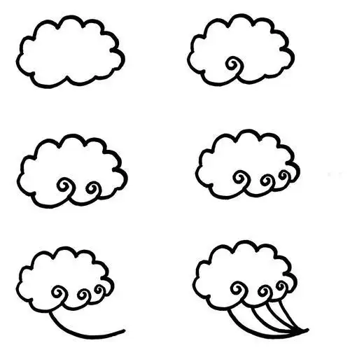 云的各种画法幼儿简笔画教程