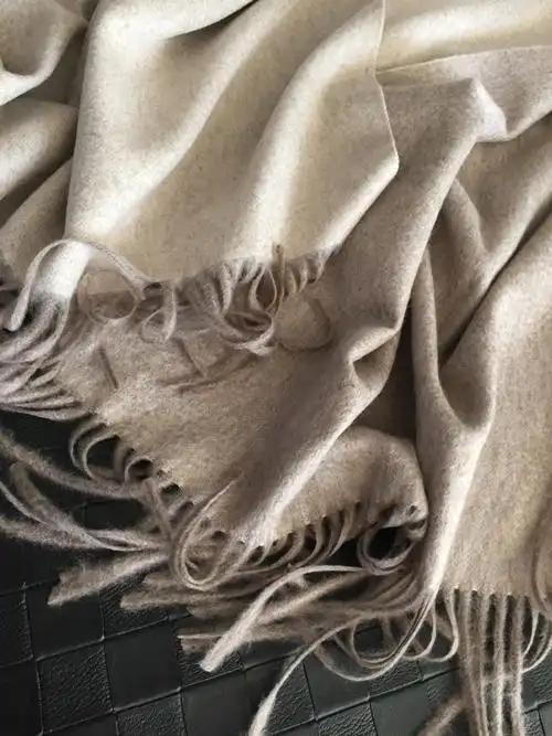 天然无染色紫绒原色水波纹加厚双面纯山羊绒围巾大披肩两用男女