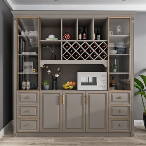 客厅轻奢酒柜靠墙现代简约欧式餐厅柜边柜组合多功能实木酒柜定制