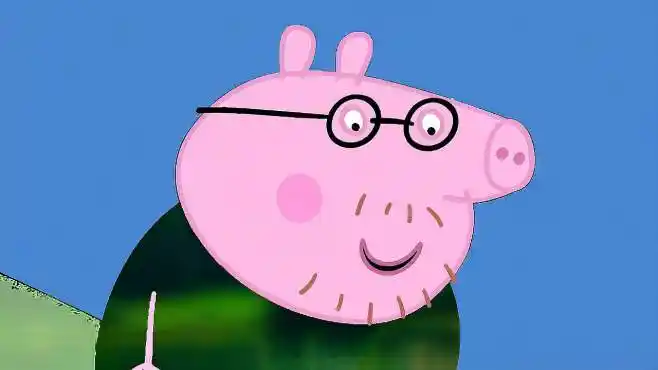 小猪佩奇 猪爸爸在岸边大叫兔爷爷,但是他却没听到