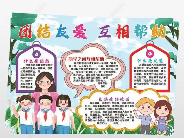 关于诚信感恩互助友爱的手抄报团结友爱手抄报