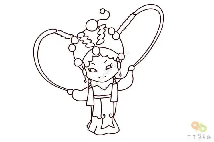 京剧《扈家庄》扈三娘简笔画_戏曲人物大全简笔画