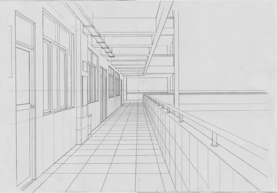走廊的平行透视图