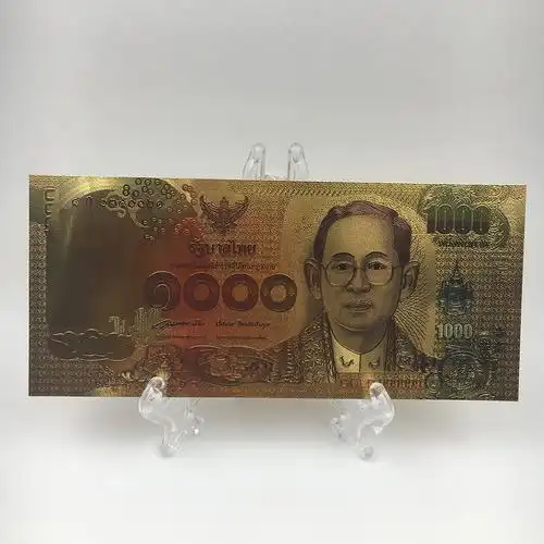 泰国镀金钞票礼品金钱 1000 泰铢钞票与 bhumibol adullyadej 艺术品