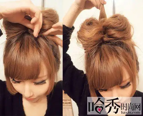蝴蝶结发型的扎法图解 当一回可爱版的lady gaga