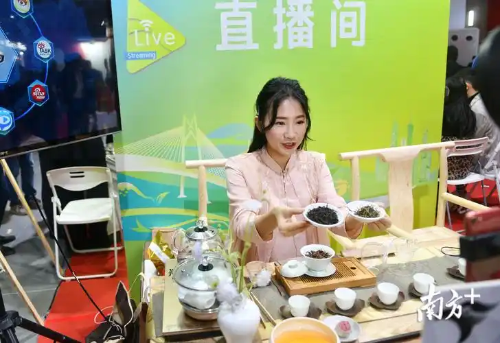 第十届广东现代农业博览会上,"网红"现场直播卖货人气非常高.