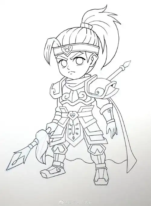 发发呆画画画#疫情在家,备备课画画画 这次画一个q版武将,赵子龙是也