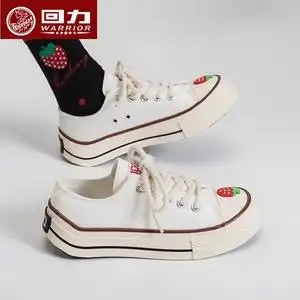回力官方旗舰店2022夏季新款厚底翘后跟帆布鞋女草莓可爱女生小白
