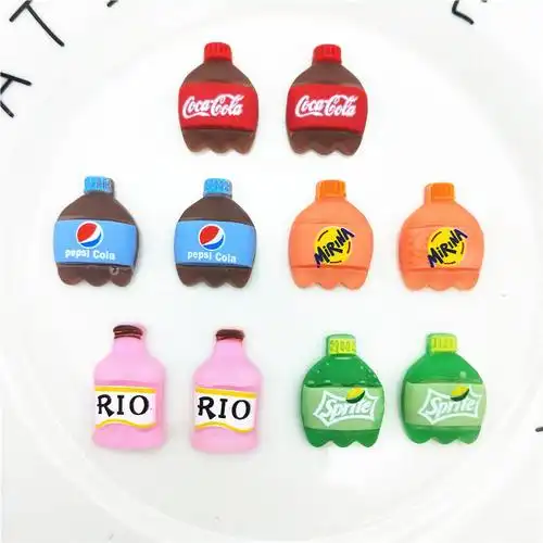 新款树脂可乐雪碧rio芬达diy胸针手机壳配饰发饰衣服围巾辅料配件