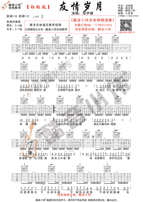 友情岁月(酷音小伟吉他教学)