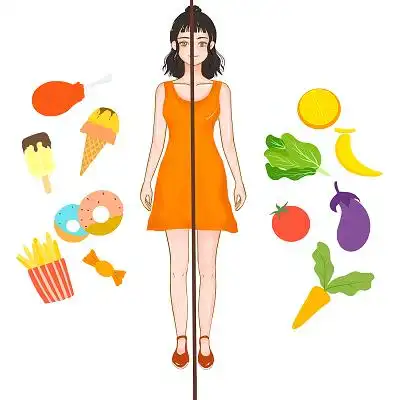 女孩健康减肥对比卡通元素png素材健康减肥对比元素