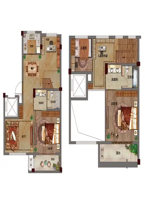 锦都·悦江银座跃层150-180-4室2厅2卫,建筑面积约150.0㎡