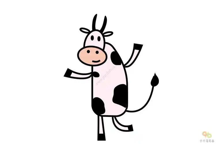 会跳舞的斑点奶牛简笔画