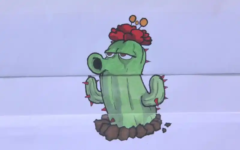 植物大战僵尸升级!用1张纸手工展示,仙人掌帅气变身的2种形态