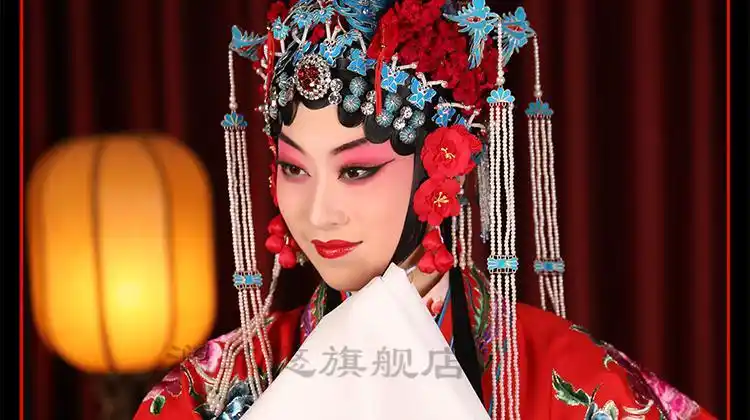 剧团同款仿手绣女花旦戏服京剧传统戏装戏曲服装绣凤红色软绉五彩大凤