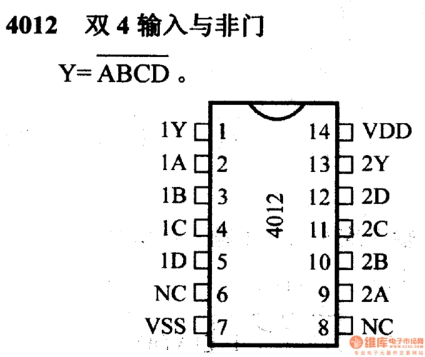 4000系列数字电路4012双4输入与非门