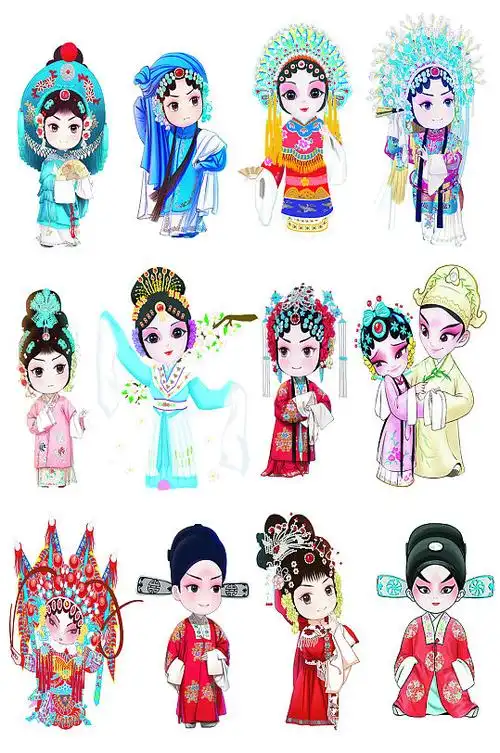 国潮戏曲眯眼人物宣传插画圆脸武生戏曲人物插画立即下载手绘哦京剧