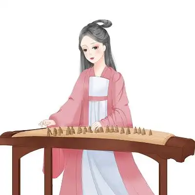古风古装女子弹古筝古筝