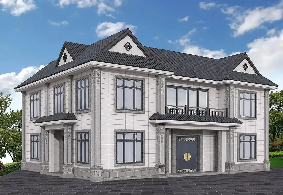 别墅设计效果图自建房装修外墙砖.