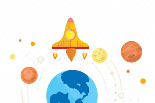 世界航天日宇宙飞船发射升空矢量图案