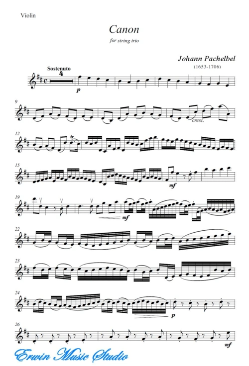 卡农小提琴完整版曲谱