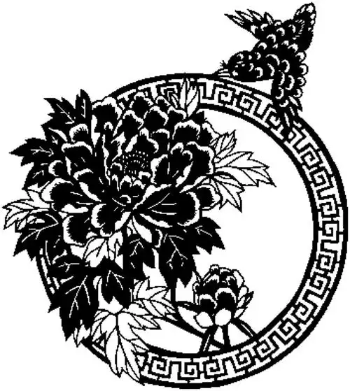 激光啄木鸟雕刻素材之花开富贵