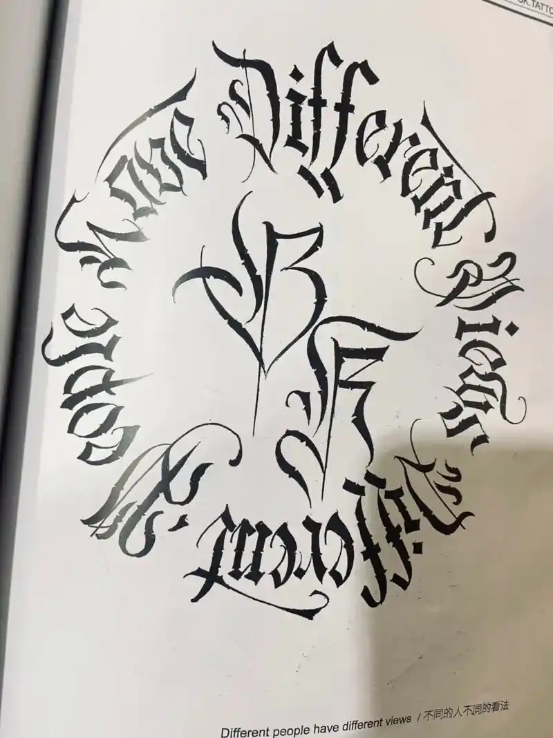 英文花体字手稿带翻译#纹身图案手稿 #招学员 - 抖音