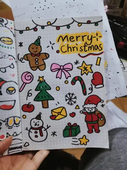 手账本简笔画圣诞小怪兽