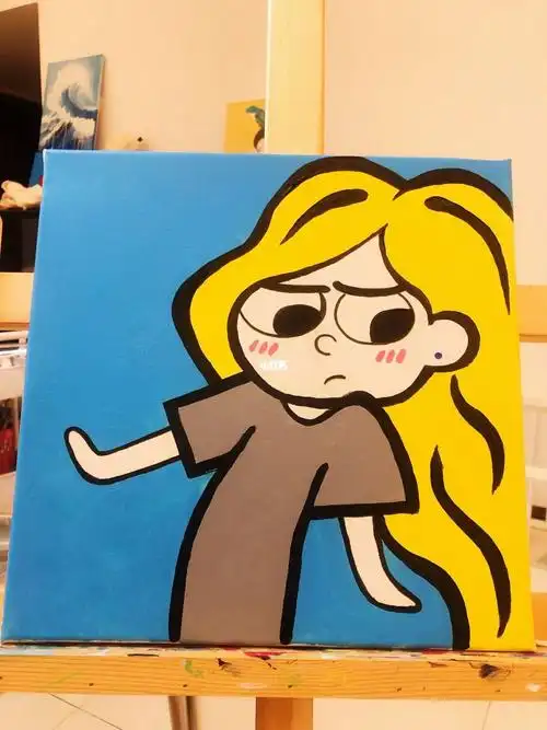 丙烯画黄发娃子