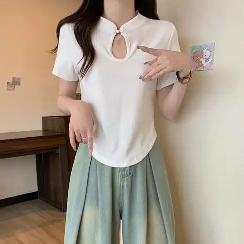 实拍现货2024年夏装大码女装新款中国风新中式风盘扣别致百搭上