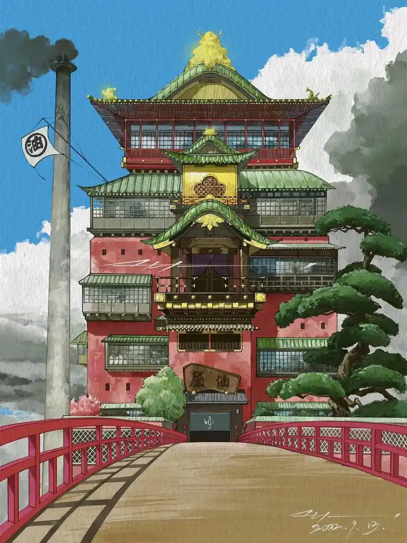 千与千寻油屋绘画步骤图