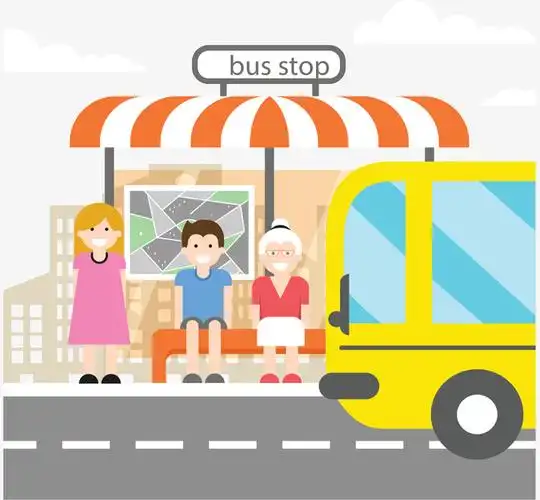 在公交站等公车的人