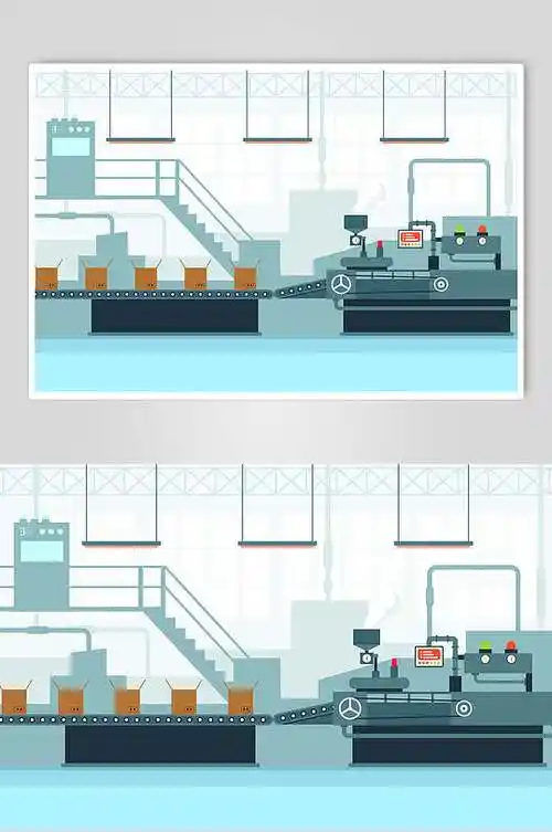 流水线工厂扁平化插画插画元素