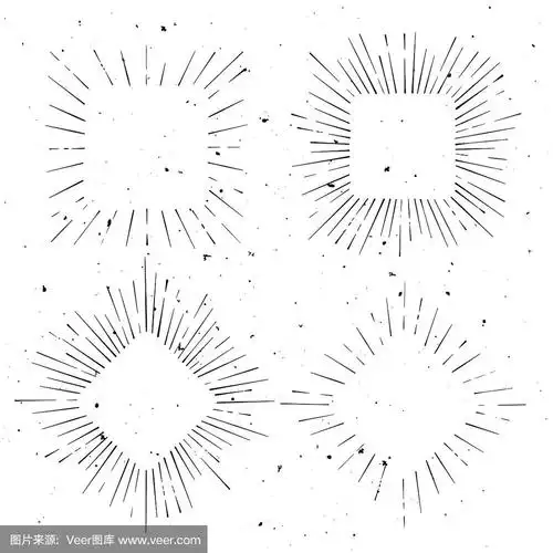 一套复古方和菱形手绘射线框架