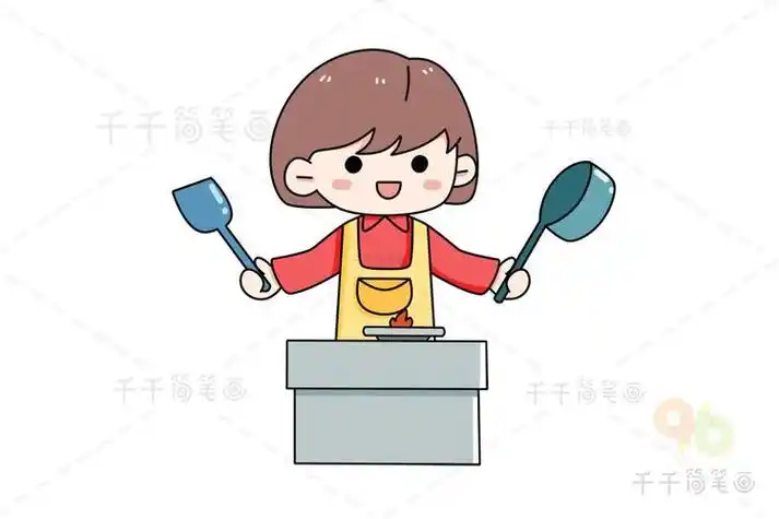 老师做饭的简笔画