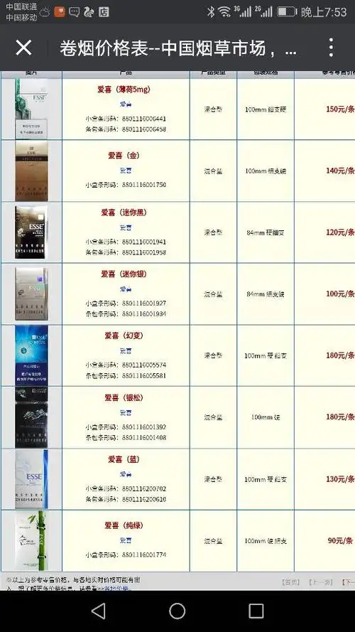 爱喜香烟多少钱一包 爱喜香烟价格表图 爱