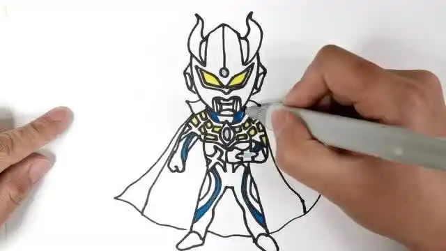 一起画强大的赛罗奥特曼,披斗篷超威风的赛罗出击!奥特曼简笔画