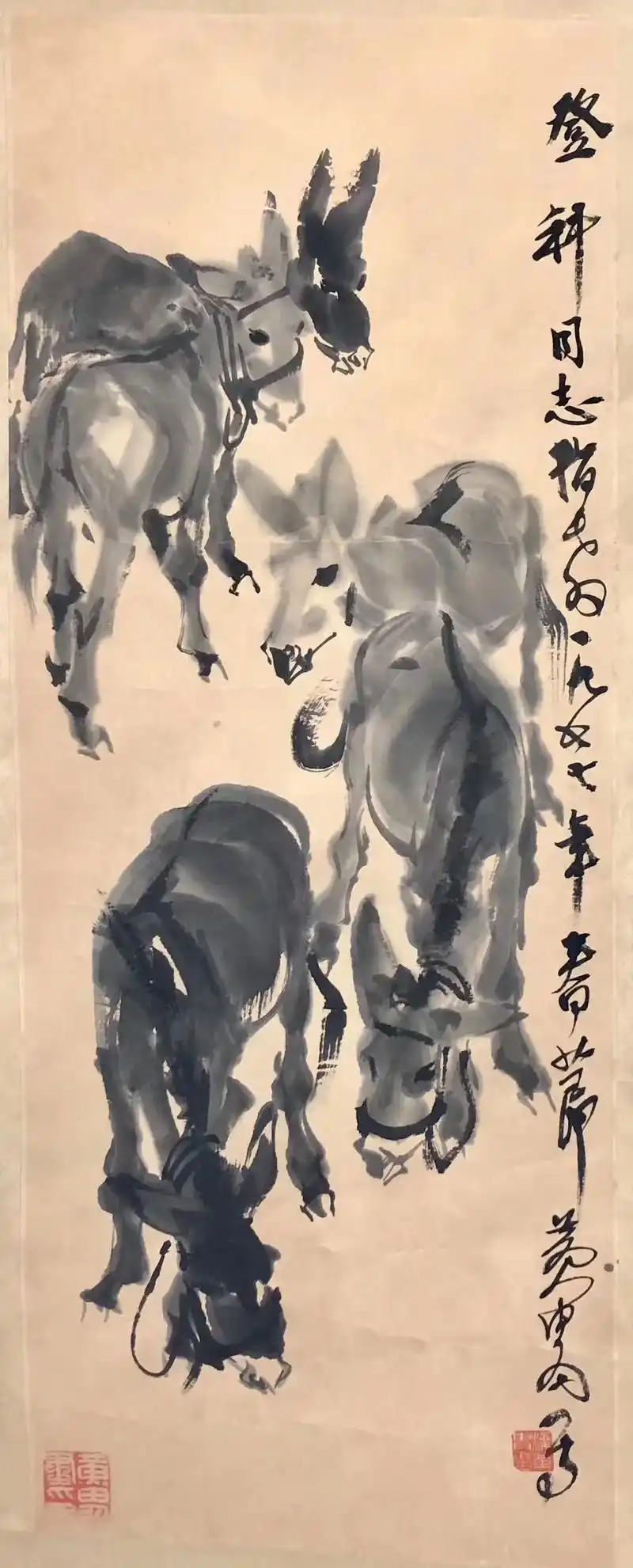 黄胄中国画驴第一人五驴图真迹精品大作#带你走进画里 #名家书 - 抖音