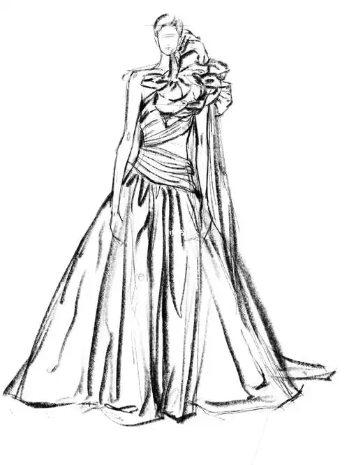 时装画服装设计手绘线稿73礼服系列