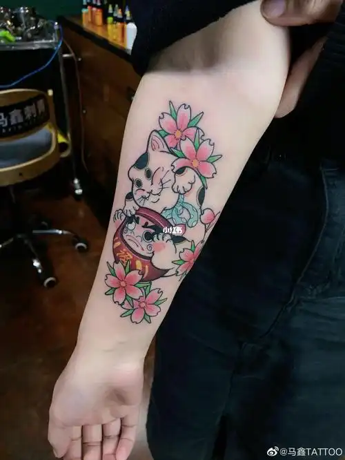 日式纹身 #招财猫纹身  #纹身也清新  #适合女生的纹身图