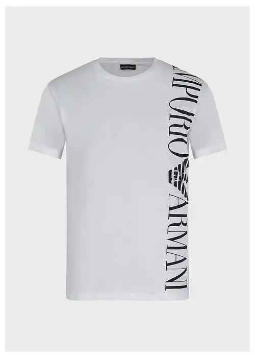 emporioarmani阿玛尼奢侈品男士棉质徽标图案短袖t恤衫a04m