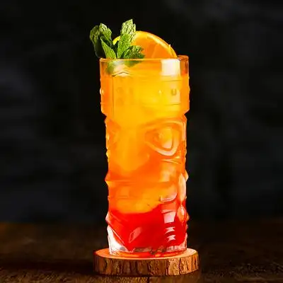 网红杯玻璃tiki鬼脸提基玻璃杯人脸僵尸鸡尾酒杯