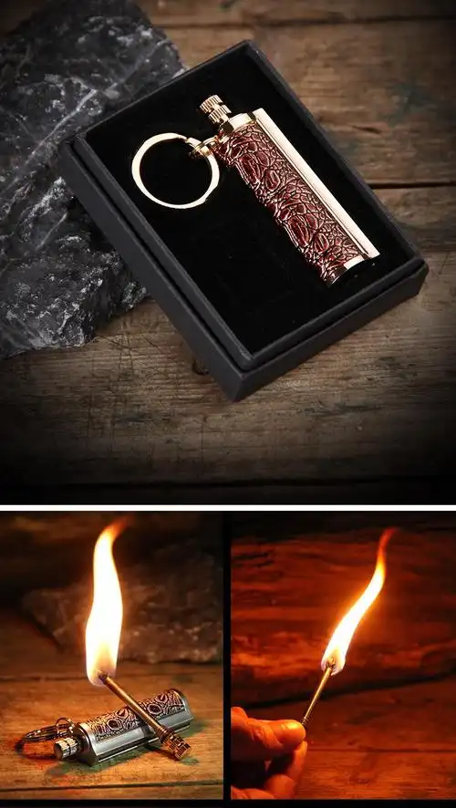 万次火柴打火机打火机煤油火柴创意个性户外防水便携万用火柴火柴银