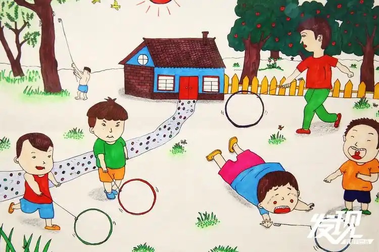 《滚铁环》,赵嘉琦,7岁.